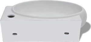 Umywalka vidaXL Ceramiczna umywalka z otworem przelewowym i na kran, biała 6