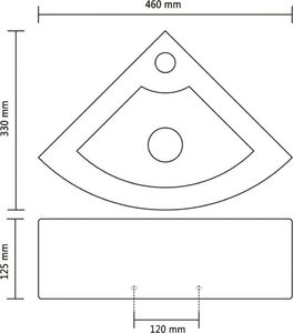 Umywalka vidaXL Umywalka z przelewem, 45 x 32 x 12,5 cm, biała 7