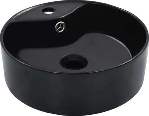 Umywalka vidaXL Umywalka z przelewem, 36 x 13 cm, ceramiczna, czarna 1