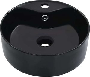 Umywalka vidaXL Umywalka z przelewem, 36 x 13 cm, ceramiczna, czarna 2