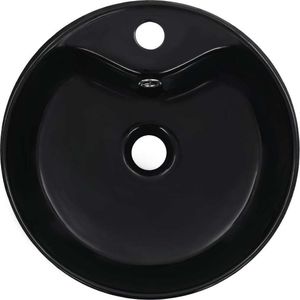 Umywalka vidaXL Umywalka z przelewem, 36 x 13 cm, ceramiczna, czarna 4
