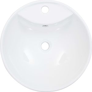 Umywalka vidaXL Umywalka z przelewem, 46,5 x 18 cm, ceramiczna, biała 4