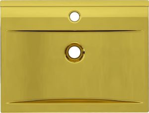 Umywalka vidaXL Umywalka z przelewem, 60 x 46 x 16 cm, ceramiczna, złota 2