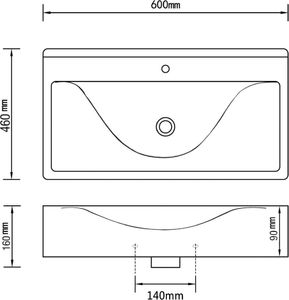 Umywalka vidaXL Umywalka z przelewem, 60 x 46 x 16 cm, ceramiczna, złota 5