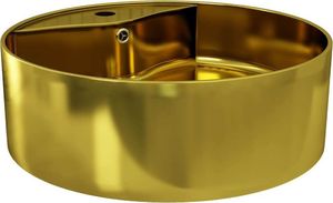 Umywalka vidaXL Umywalka z przelewem, 46,5 x 15,5 cm, ceramiczna, złota 2