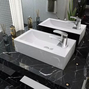 Umywalka vidaXL Umywalka prostokątna z otworem na baterię 46x25.5x12cm, biała (142343) 1
