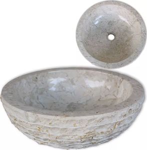 Umywalka vidaXL Umywalka marmurowa, 40 cm, kremowa 1