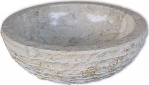 Umywalka vidaXL Umywalka marmurowa, 40 cm, kremowa 2