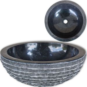 Umywalka vidaXL Umywalka marmurowa, 40 cm, czarny 1