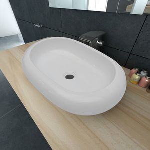 Umywalka vidaXL Luksusowa ceramiczna umywalka, owalna, biała, 63 x 42 cm 1