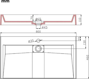 Umywalka vidaXL Umywalka, 80x46x11cm, kompozyt mineralny/marmurowy, biała (144065) 8