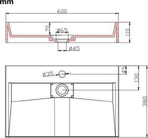 Umywalka vidaXL Umywalka, 60x38x11cm, kompozyt mineralny/marmurowy, biała (144064) 7