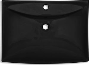 Umywalka vidaXL Umywalka prostokątna z otworem przelewowym i na baterię, czarna 7