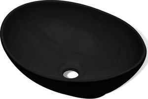 Umywalka vidaXL Luksusowa ceramiczna umywalka, owalna, czarna, 40 x 33 cm 2