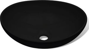 Umywalka vidaXL Luksusowa ceramiczna umywalka, owalna, czarna, 40 x 33 cm 4
