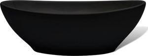 Umywalka vidaXL Luksusowa ceramiczna umywalka, owalna, czarna, 40 x 33 cm 5
