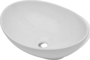 Umywalka vidaXL Luksusowa ceramiczna umywalka, owalna, biała, 40 x 33 cm 2