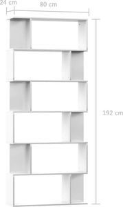 vidaXL Regał na książki/przegroda, wysoki połysk, biały, 80x24x192 cm 7
