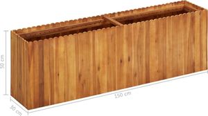 vidaXL Donica ogrodowa, 150x30x50 cm, lite drewno akacjowe 6