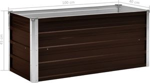 vidaXL Donica ogrodowa, brązowa, 100 x 40 x 45 cm, galwanizowana stal 7