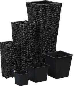 vidaXL Donice ogrodowe, 3 szt., hiacynt wodny, czarne 2
