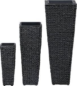 vidaXL Donice ogrodowe, 3 szt., hiacynt wodny, czarne 3