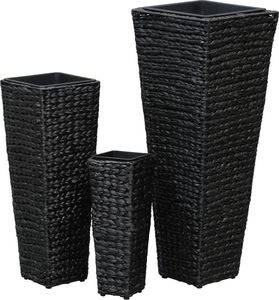 vidaXL Donice ogrodowe, 3 szt., hiacynt wodny, czarne 4