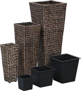 vidaXL Donice ogrodowe, 3 szt., hiacynt wodny, ciemnobrązowe 2