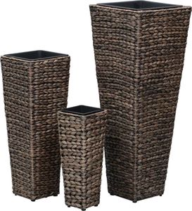 vidaXL Donice ogrodowe, 3 szt., hiacynt wodny, ciemnobrązowe 3