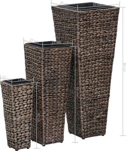 vidaXL Donice ogrodowe, 3 szt., hiacynt wodny, ciemnobrązowe 7
