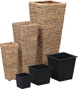 vidaXL Donice ogrodowe, 3 szt., hiacynt wodny, brązowe 2
