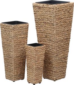 vidaXL Donice ogrodowe, 3 szt., hiacynt wodny, brązowe 4