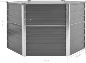 vidaXL Donica ogrodowa z galwanizowanej stali, 129x129x77 cm, szara 5
