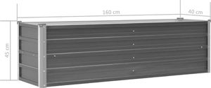 vidaXL Donica ogrodowa z galwanizowanej stali, 160x40x45 cm, szara 6