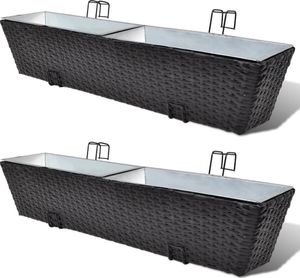 vidaXL Donice balkonowe prostokątne 2 x 80 cm w kolorze czarnym 1