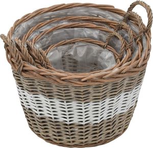 vidaXL Donice na kwiaty, 4 szt., wiklinowe z wyściółką z PE 3