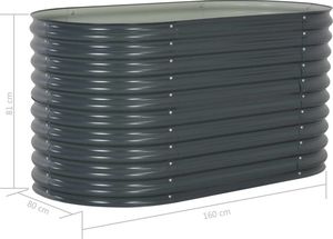 vidaXL Donica ogrodowa z galwanizowanej stali, 160x80x81 cm, szara 8