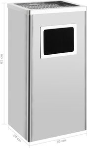 Kosz na śmieci vidaXL popielnica srebrny (51092) 8