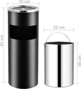 Kosz na śmieci vidaXL popielnica czarny (51088) 6