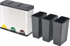 Kosz na śmieci vidaXL do segregacji na pedał srebrny (50602) 2