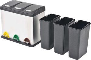 Kosz na śmieci vidaXL do segregacji na pedał srebrny (50601) 2