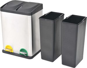 Kosz na śmieci vidaXL do segregacji na pedał srebrny (50600) 2