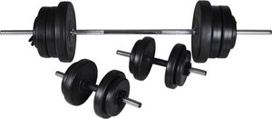 vidaXL Ławka do ćwiczeń ze sztangą i zestawem hantli, 60,5 kg 8