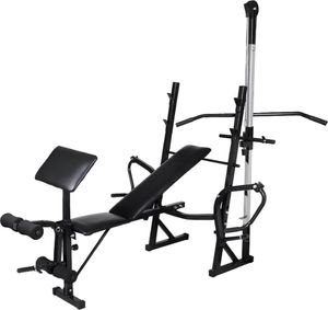 vidaXL Ławka do ćwiczeń ze stojakiem, sztangą i hantlami, 30,5 kg 2