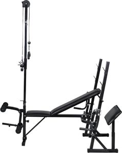 vidaXL Ławka do ćwiczeń ze stojakiem, sztangą i hantlami, 30,5 kg 4