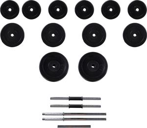 vidaXL Stojak na sztangę w zestawie ze sztangą i hantlami, 30,5 kg 8