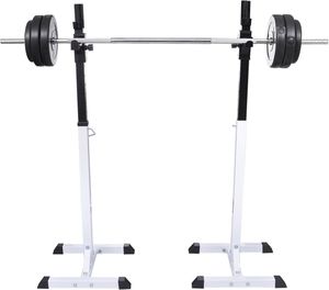 vidaXL Stojak na sztangę w zestawie ze sztangą i hantlami, 60,5 kg 2