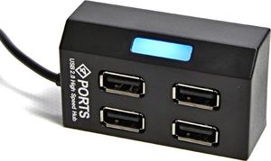 HUB USB USB (2.0) hub 4-port, 308, czarna 2