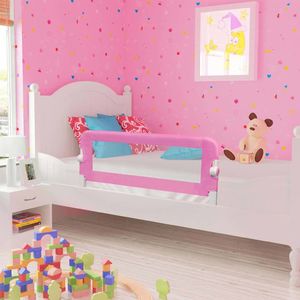 vidaXL Barierka do łóżeczka dziecięcego, różowa, 120x42 cm, poliester 1