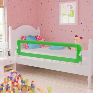 vidaXL Barierka do łóżeczka dziecięcego, zielona, 120x42 cm, poliester 1